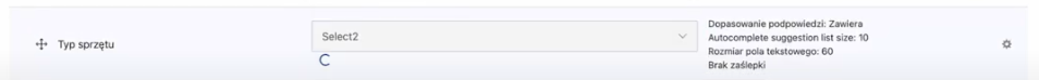 Zmiana pola do wyboru typu sprzętu na select2 w ewidencji sprzętu na Drupalu.