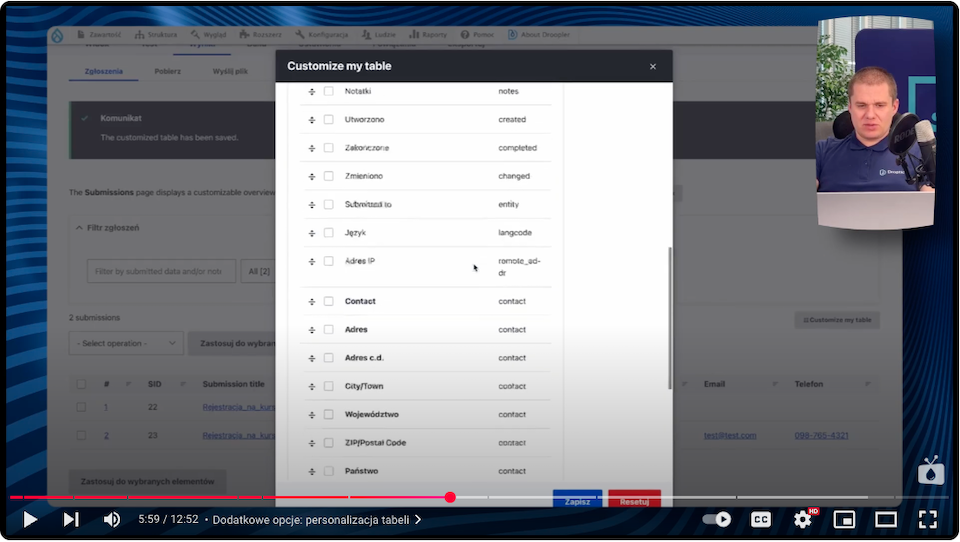 Widok okna z personalizacją formularza wielokrokowego w module Webform w Drupalu.