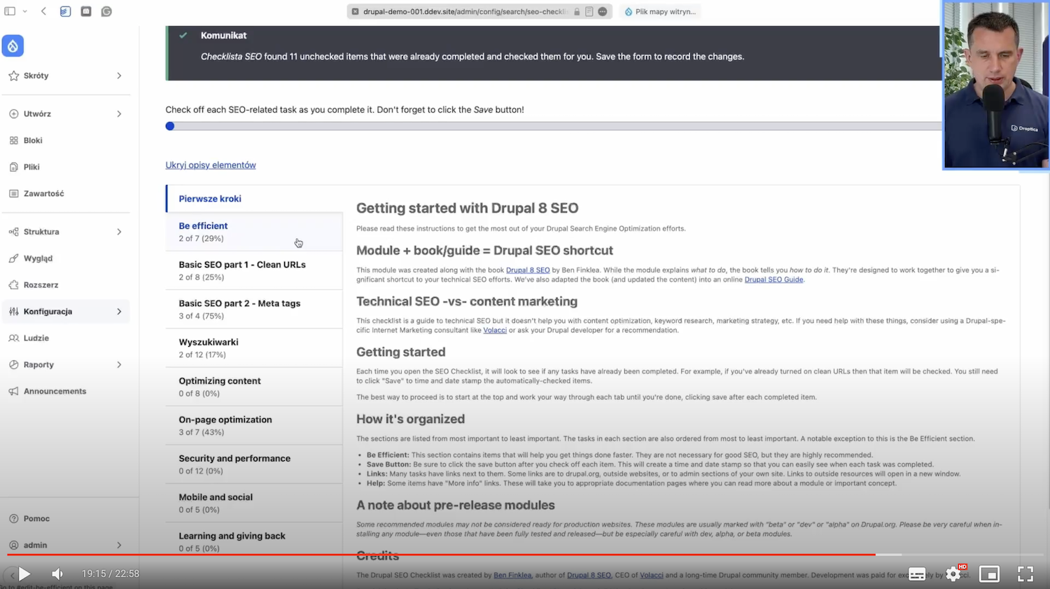 Checklista do optymalizacji strony pod SEO w Drupalu.