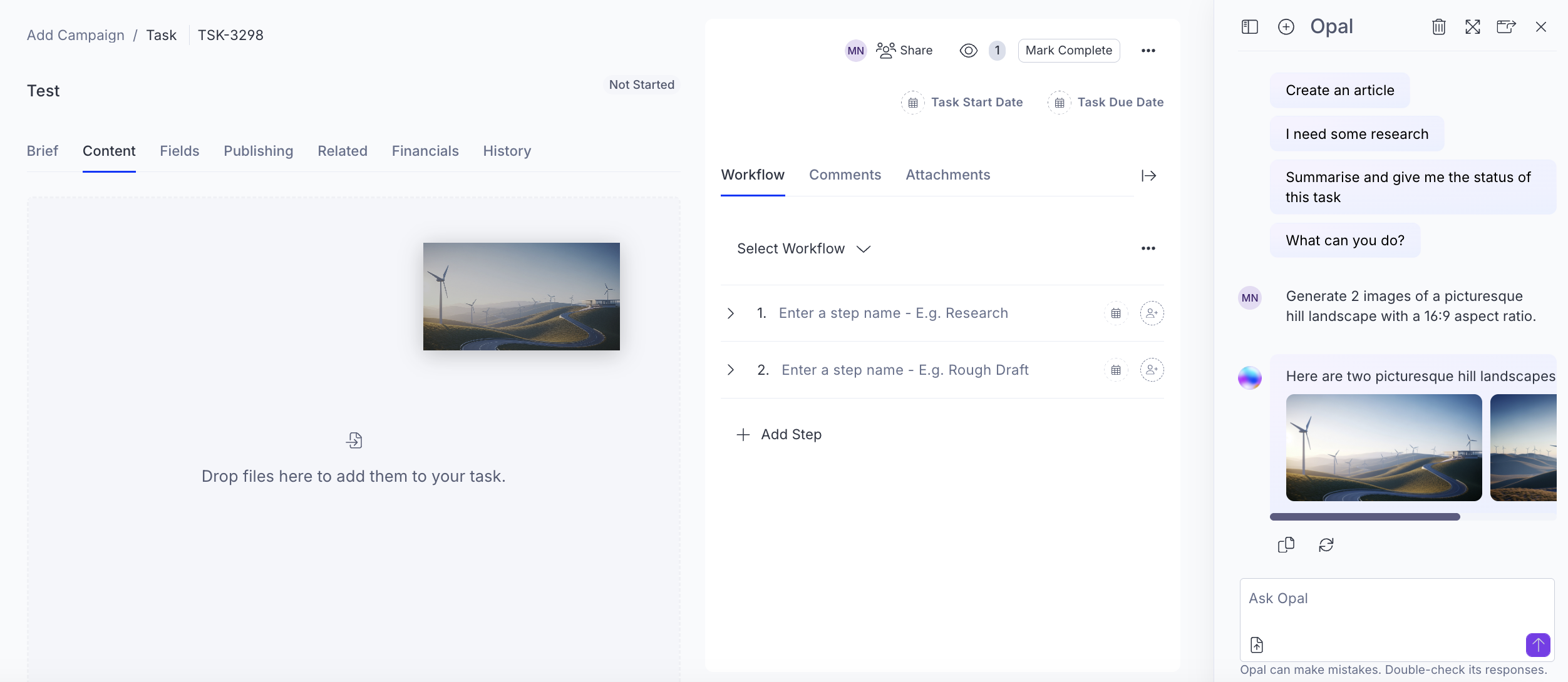Przykład rozmowy z Optimizely Opal – asystentem AI